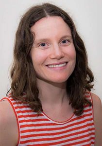 woman with red and white stripes